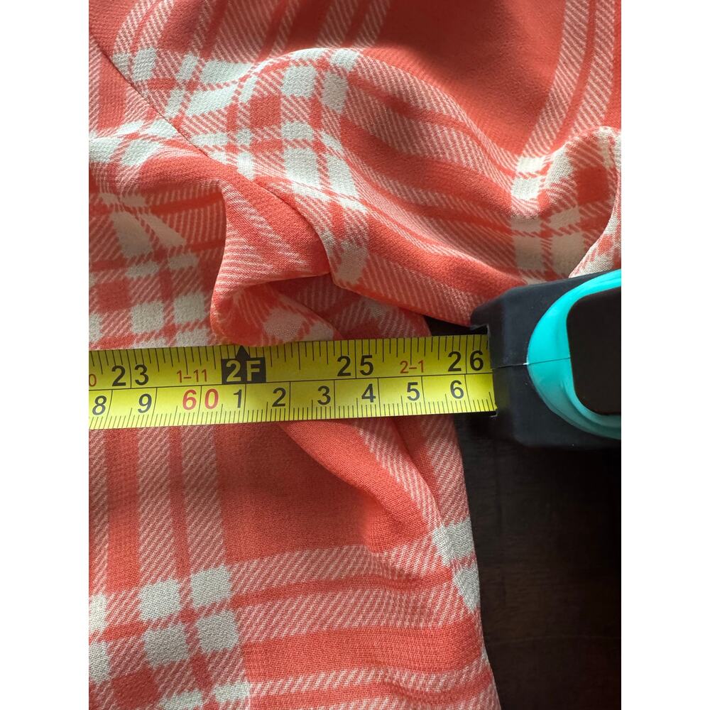Serengeti Coral & Ivory Plaid Button-Front Blouse 2X - Picture 6 of 8